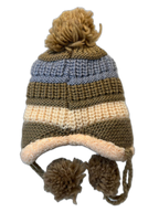 Animal Knitted Kids Beanie Green Back (background removed)