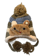 Animal Knitted Kids Beanie Green Front (background removed)