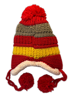 Animal Knitted Kids Beanie Red Back (background removed)
