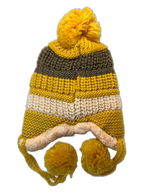 Animal Knitted Kids Beanie Yellow Back (background removed)