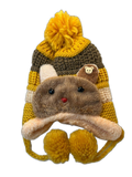Animal Knitted Kids Beanie Yellow Front (background removed)