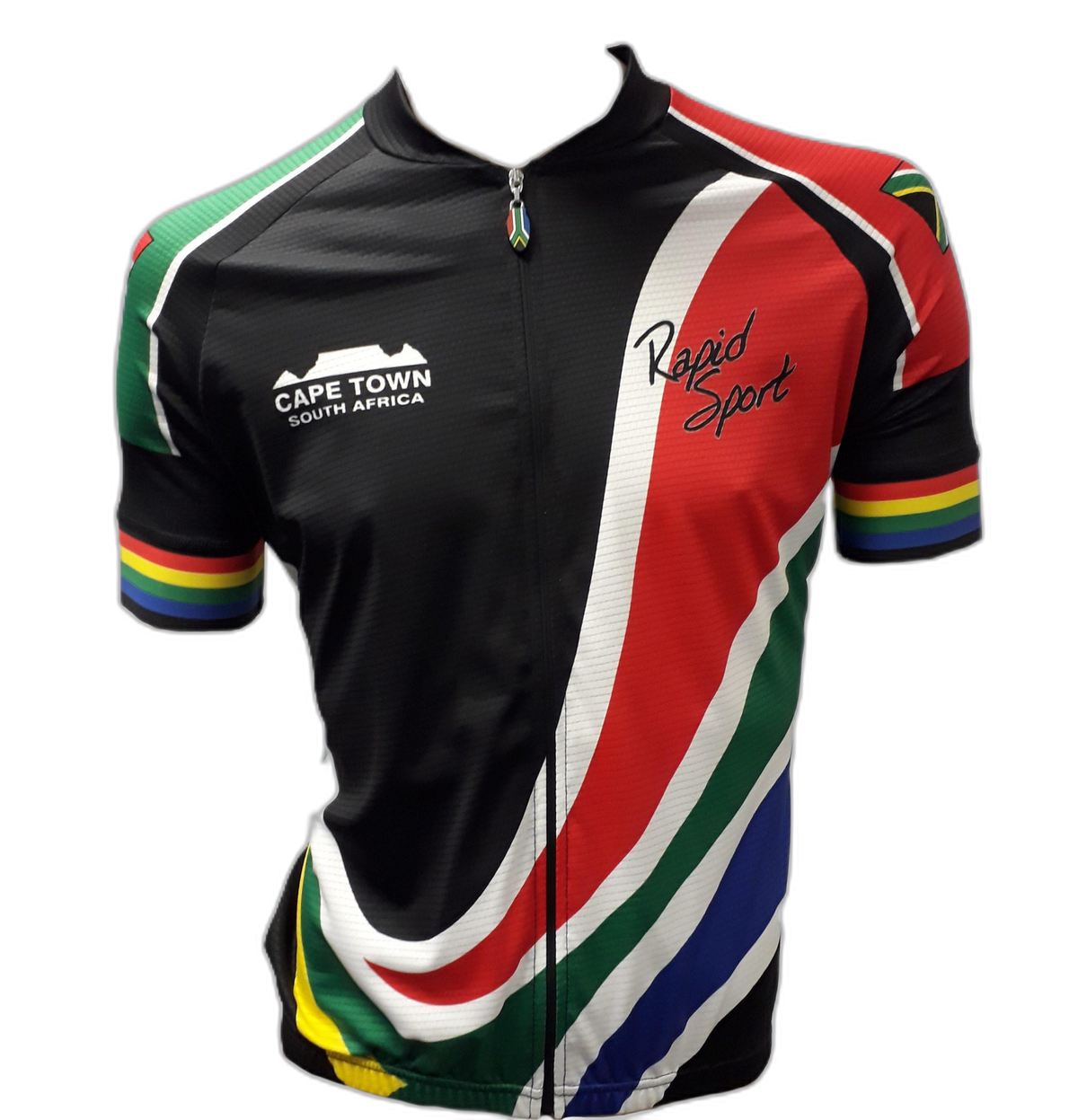 Black South Africa Flag Cycling Shirt (background removed)
