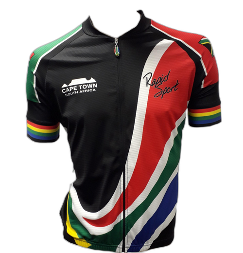 Black South Africa Flag Cycling Shirt (background removed)