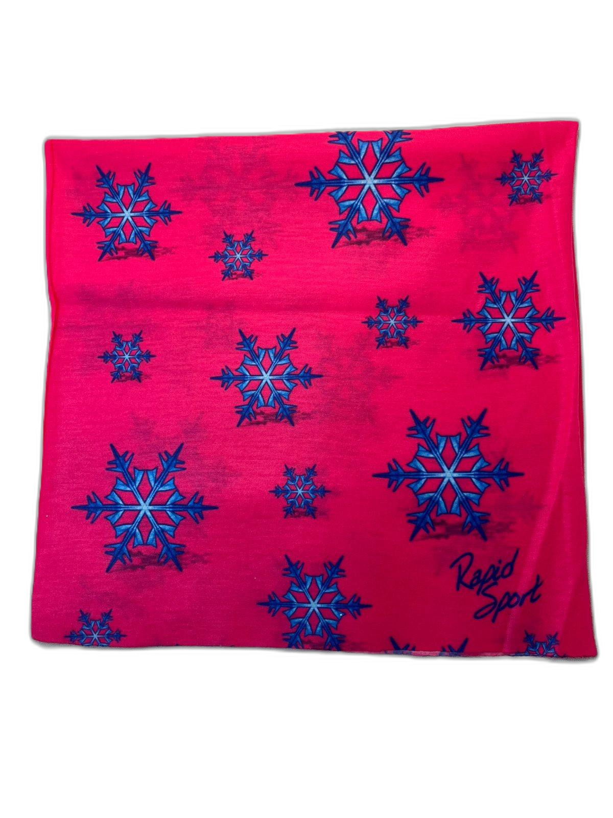 Buff Neck Gaiter Pink Blue Snowflakes (background removed)