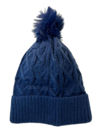 Cable Knit Beanie Hat For Adults Blue 2 (background removed)