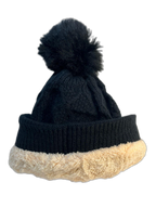 Cable Knit Beanie Hat For Adults Dark Grey Inner (background removed)