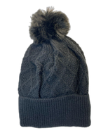 Cable Knit Beanie Hat For Adults Dark Grey (background removed)