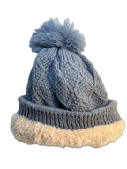 Cable Knit Beanie Hat For Adults Light Grey Inner (background removed)
