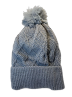 Cable Knit Beanie Hat For Adults Light Grey (background removed)