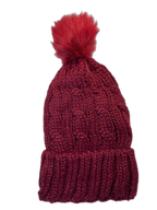 Cable Knit Beanie Hat For Adults Red (background removed)
