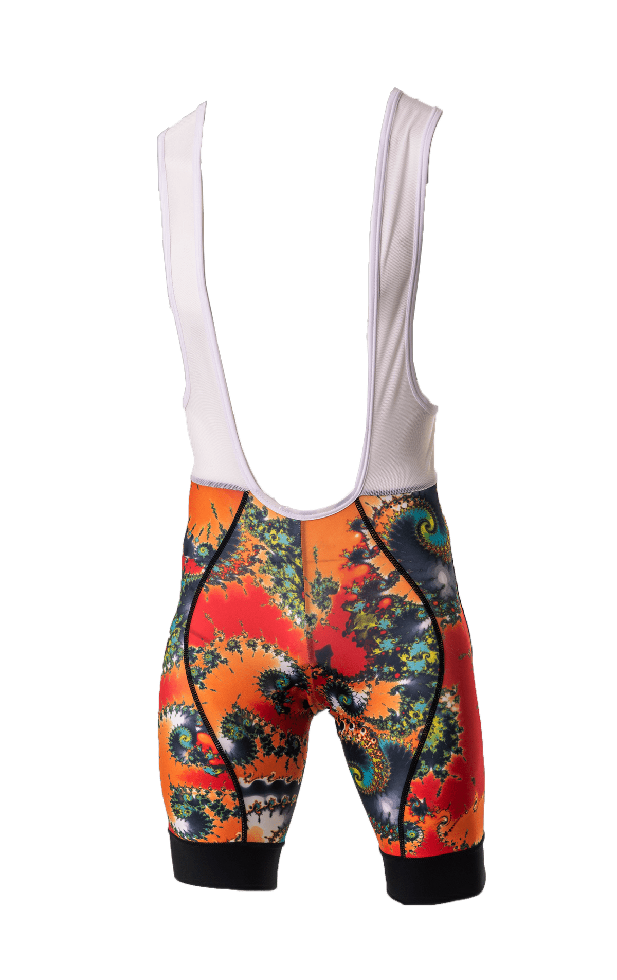 Cycling Bibshorts Orange Multi Print (background removed)