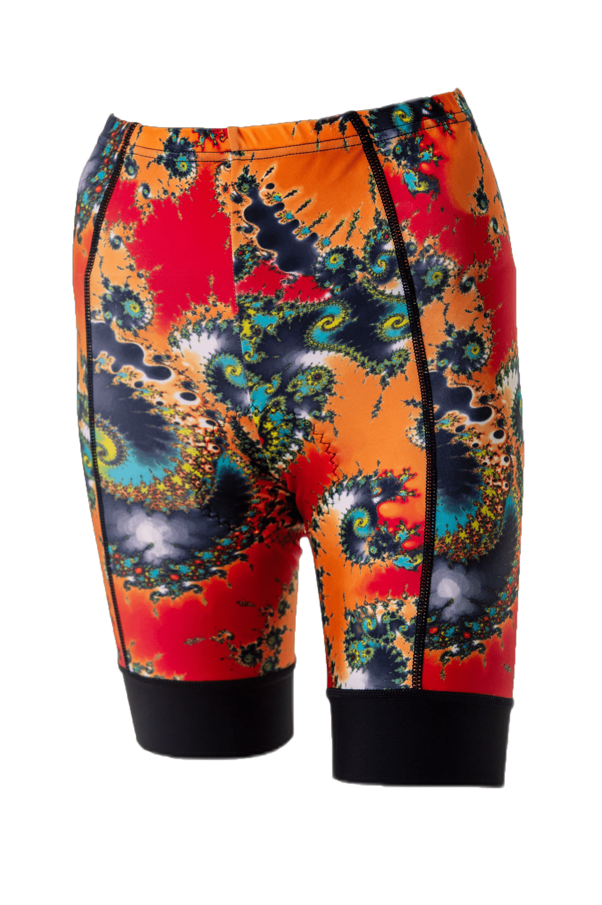 Cycling Shorts Orange Tie Dye Print (background removed)