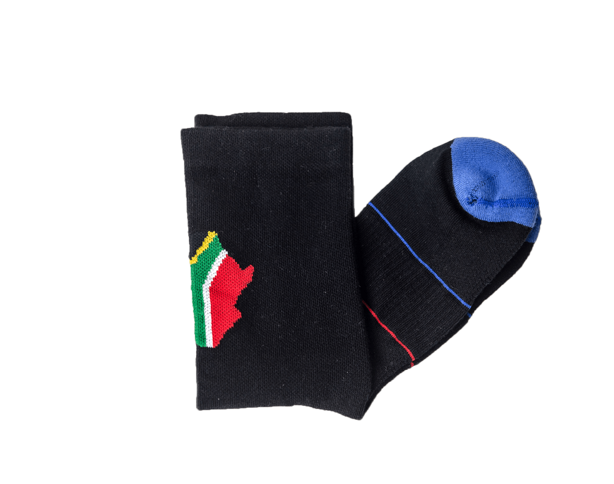 Cycling Socks South Africa Flag Black (background removed)
