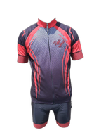 Cycling Wear Mens Red Honeycomb Outfit (background removed)