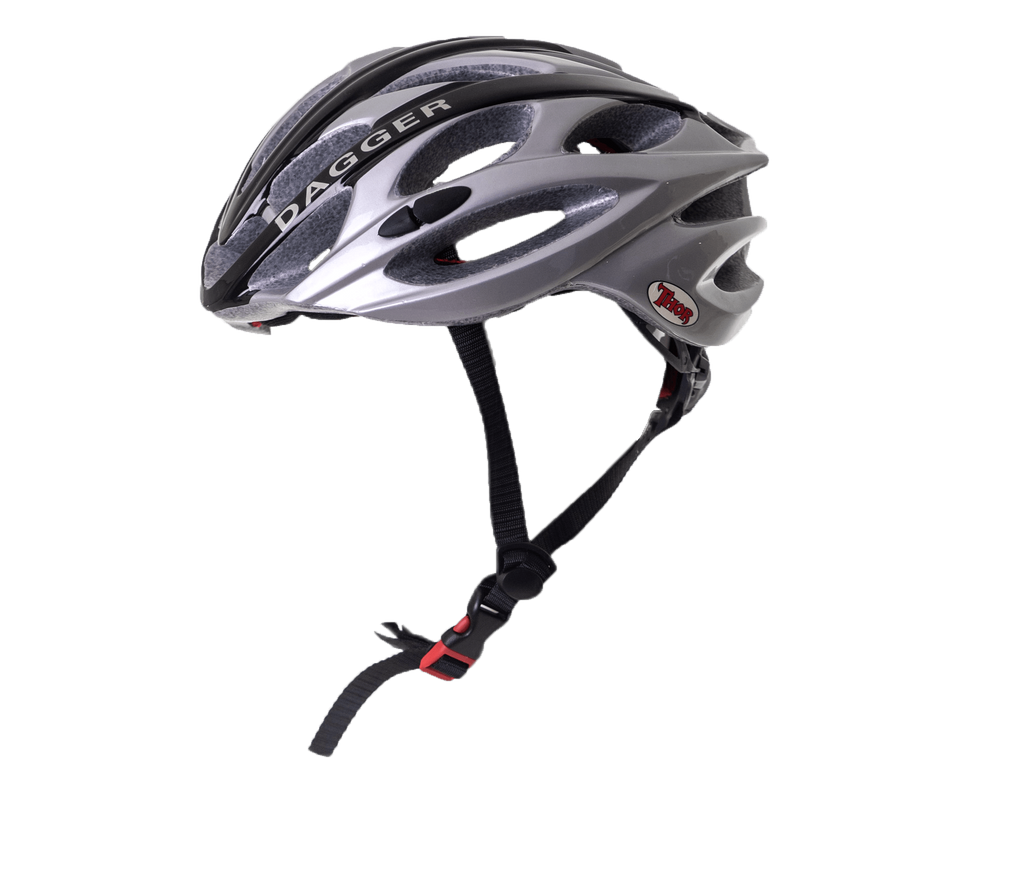 Dagger Cycling Helmet Silver With Black Accents (background removed)