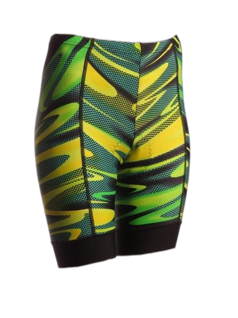 Green Yellow Multi Print Cycleshorts (background removed)