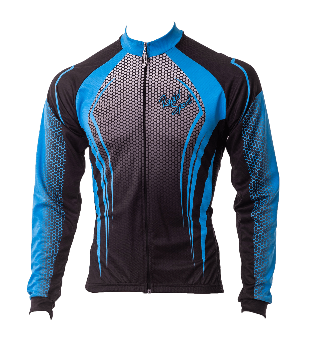 Honeycomb Long Sleeve Cycle Shirt Blue (background removed)