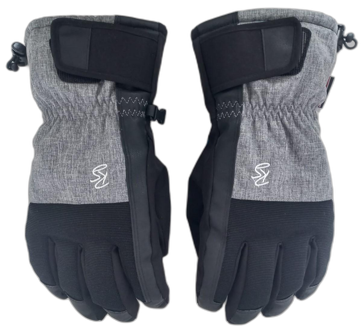Kids Ski Gloves Grey Black (background removed)
