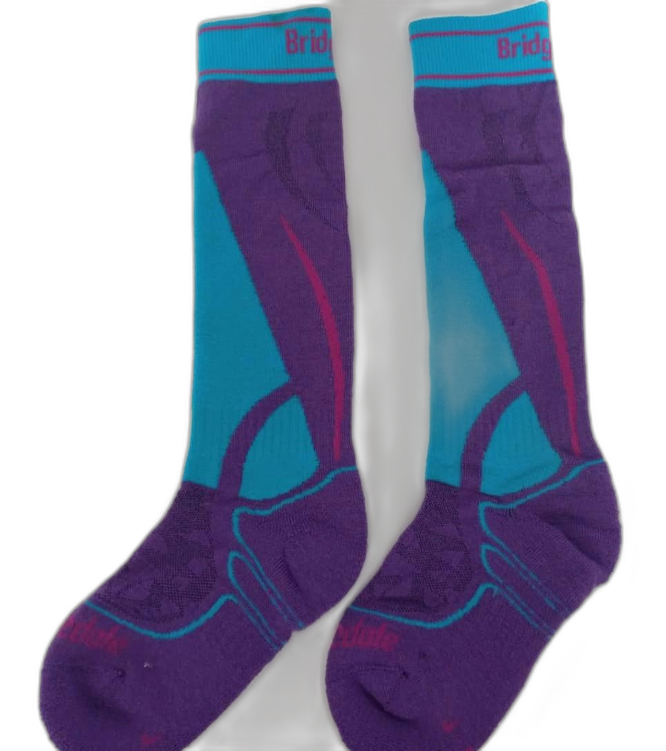 Kids Ski Snow Thermal Socks Purple Blue (background removed)