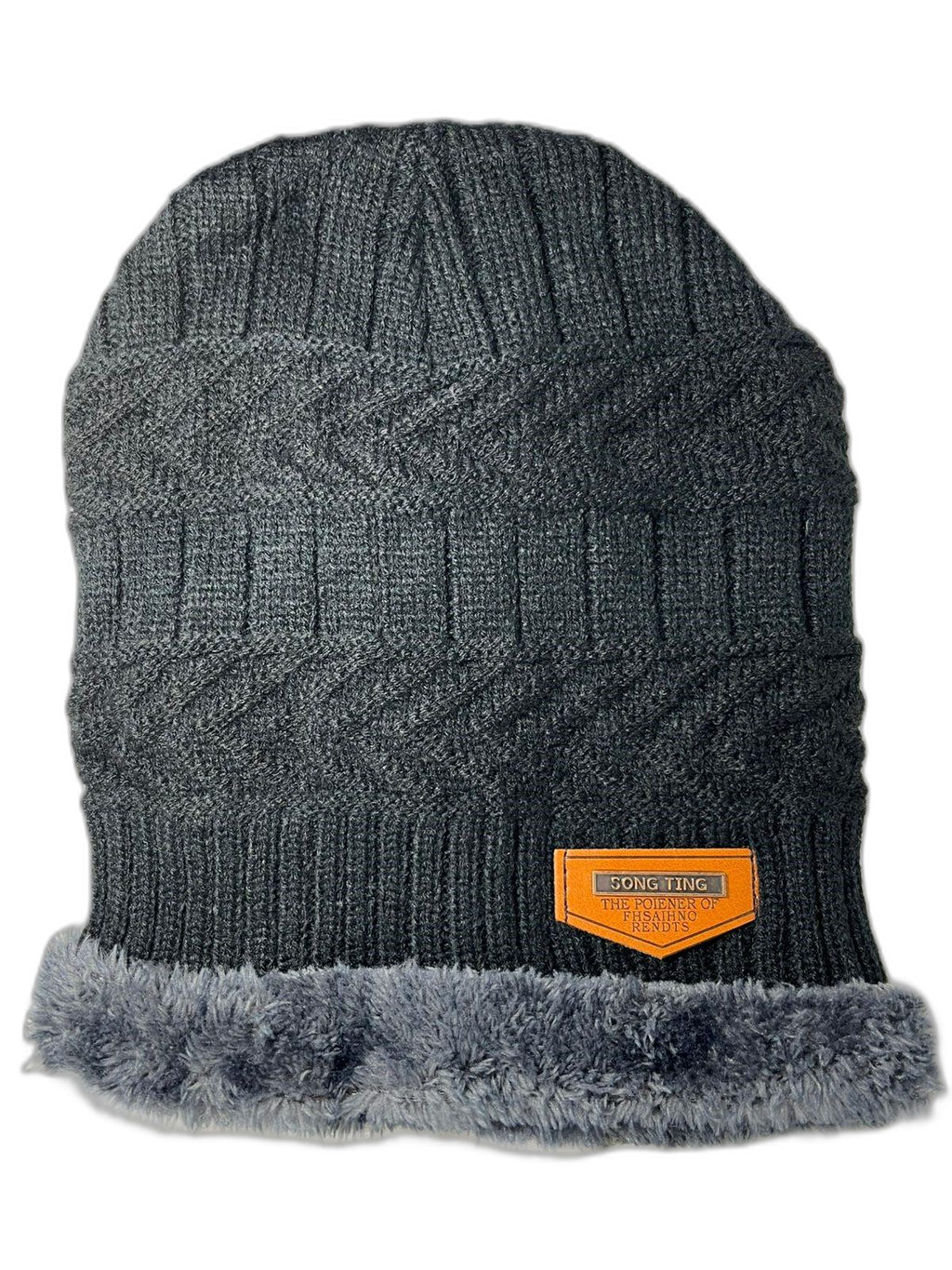 Knitted Beanie At And Neck Warmer Set Grey Hat (background removed)