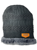 Knitted Beanie At And Neck Warmer Set Grey Hat (background removed)