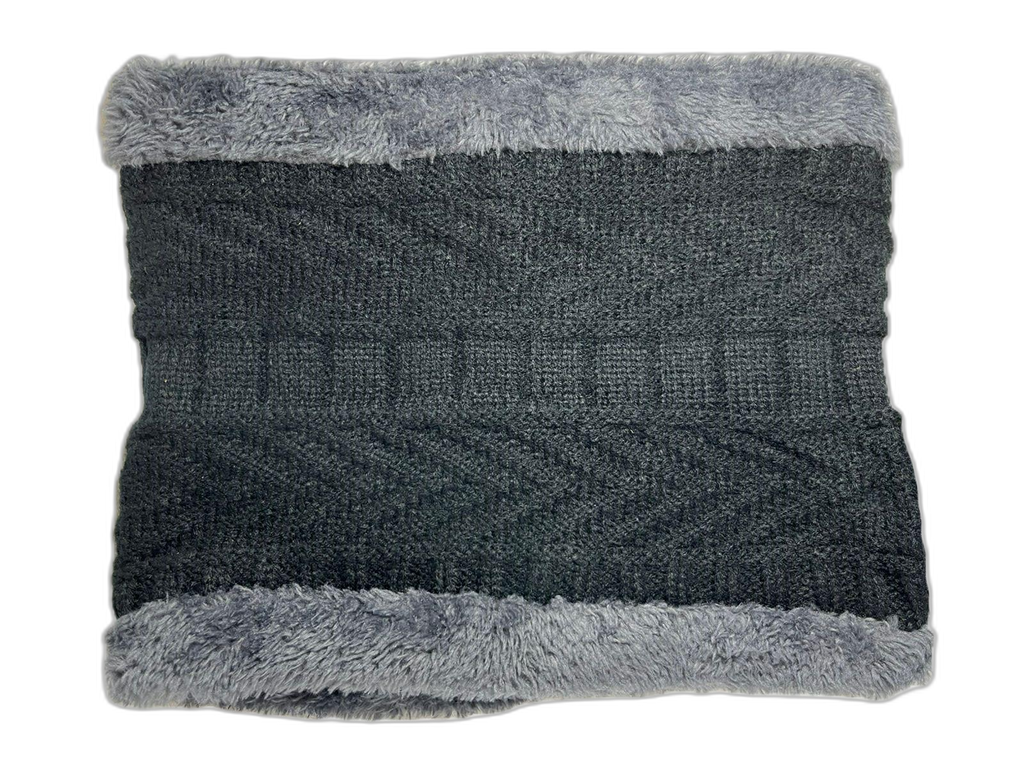 Knitted Beanie At And Neck Warmer Set Grey Neck Warmer (background removed)