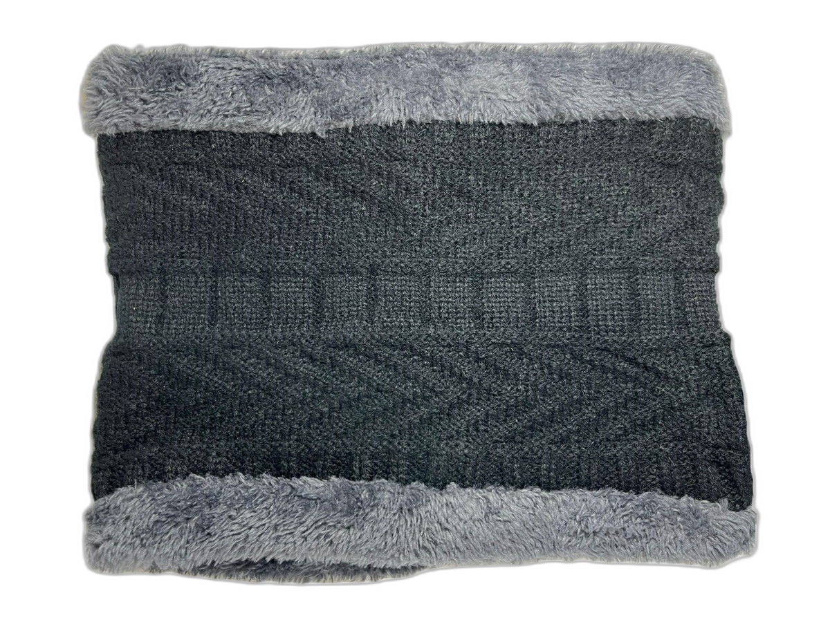 Knitted Beanie At And Neck Warmer Set Grey Neck Warmer (background removed)