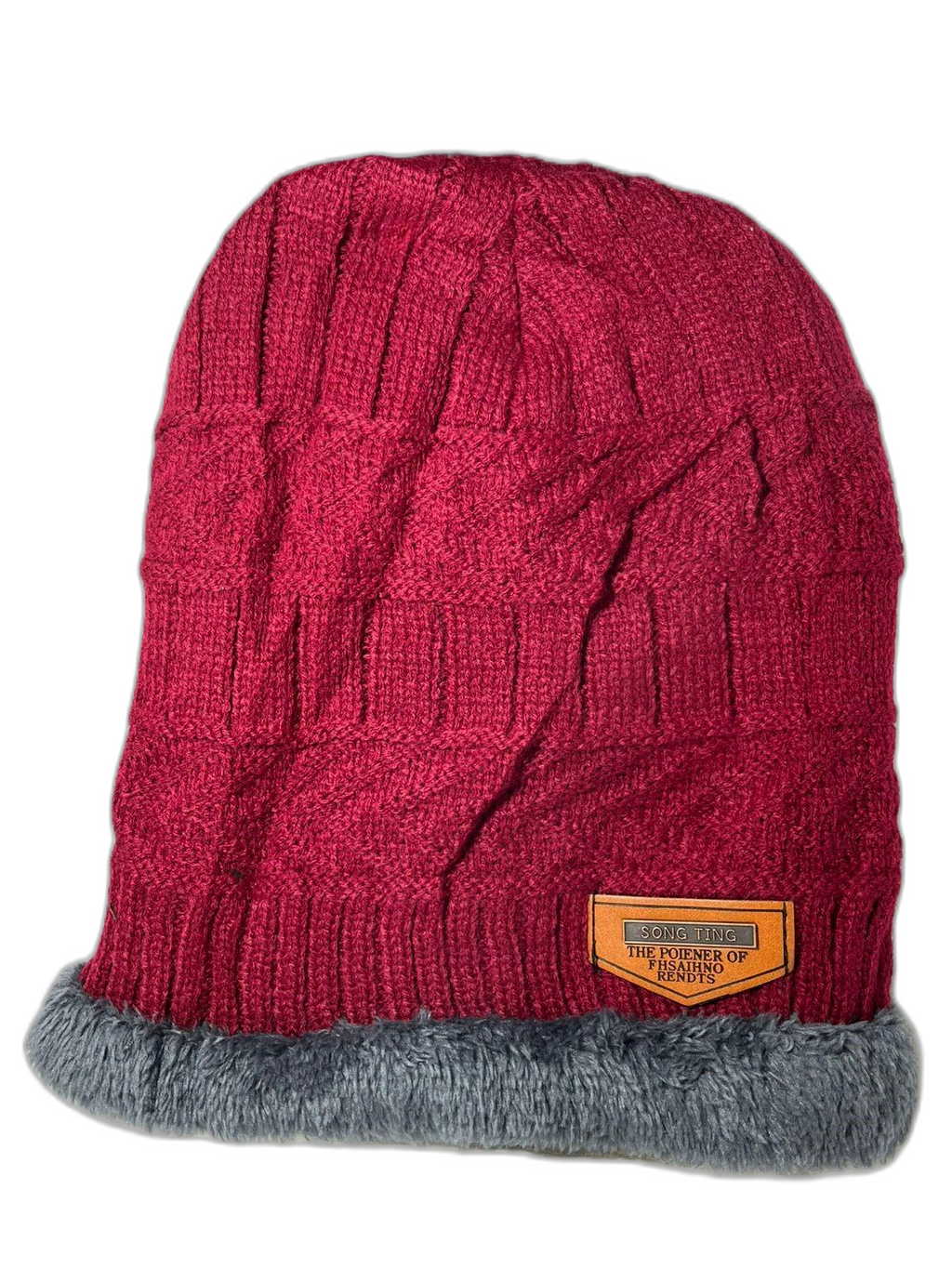Knitted Beanie At And Neck Warmer Set Red Hat (background removed)