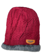 Knitted Beanie At And Neck Warmer Set Red Hat (background removed)