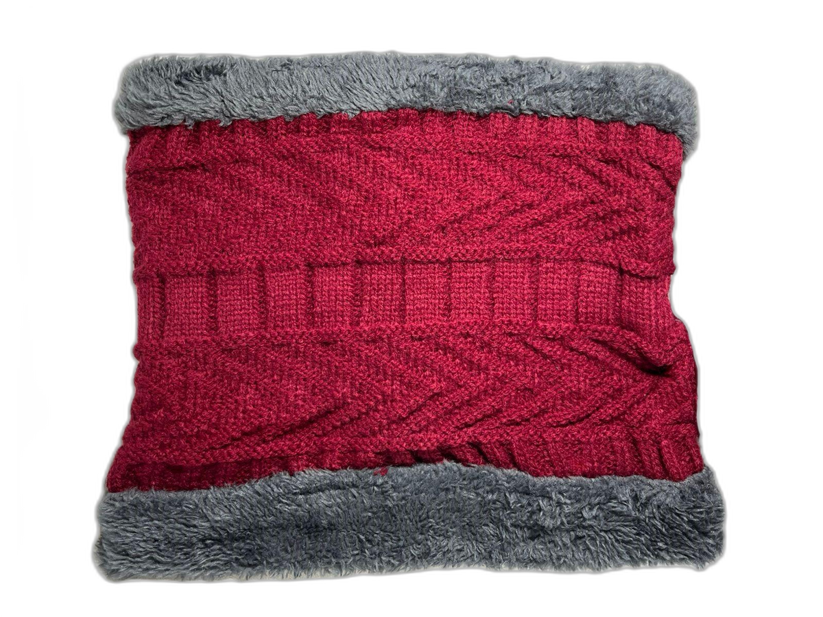 Knitted Beanie At And Neck Warmer Set Red Neck Warmer (background removed)