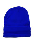 Knitted Beanie Royal Blue (background removed)