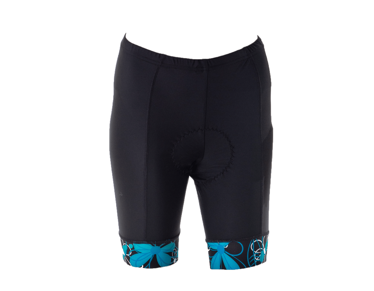 Ladies Cycle Shorts Green Floral (background removed)