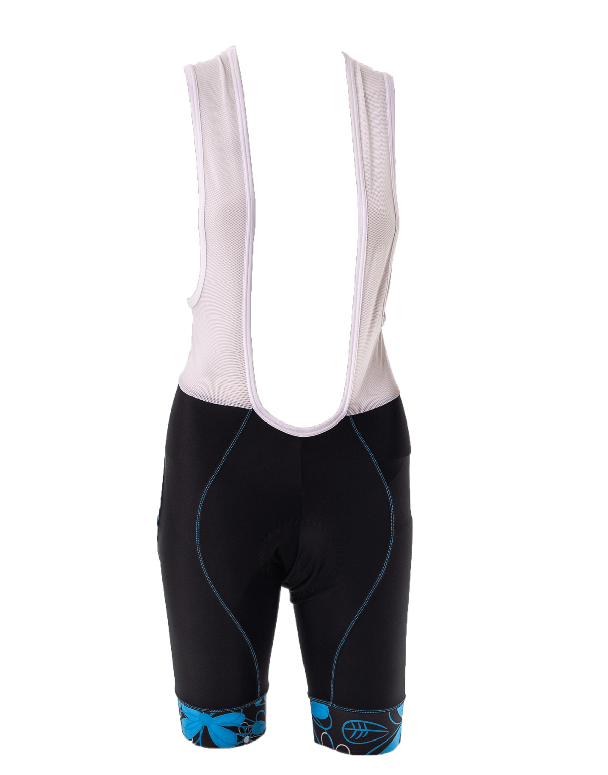 Ladies Cycling Bibshorts Blue Floral (background removed)