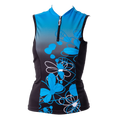 Ladies Floral Cycling Shirt Blue Sleeveless (background removed)