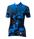 Ladies Floral Cycling Shirt Blue (background removed)