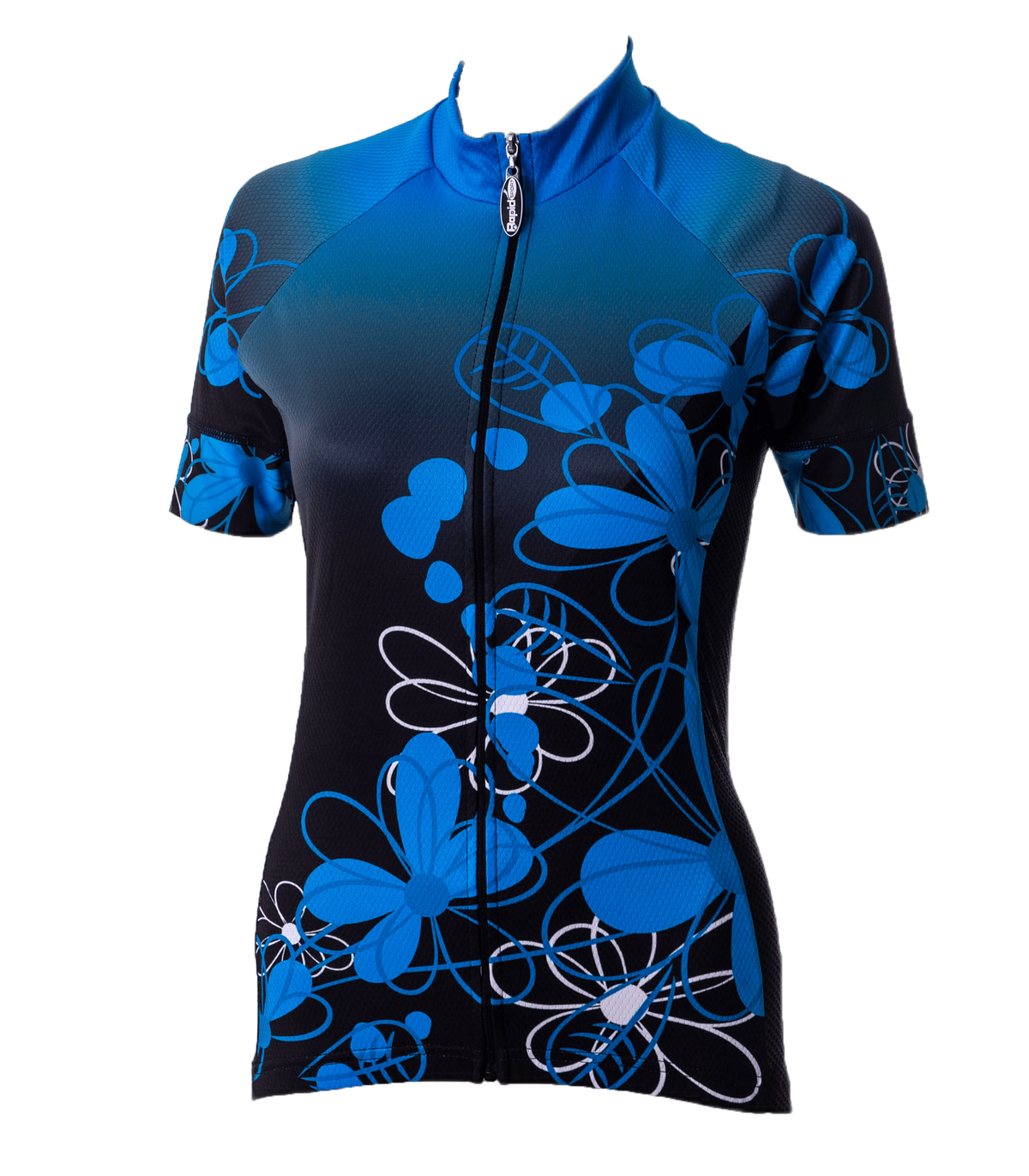 Ladies Floral Cycling Shirt Blue (background removed)
