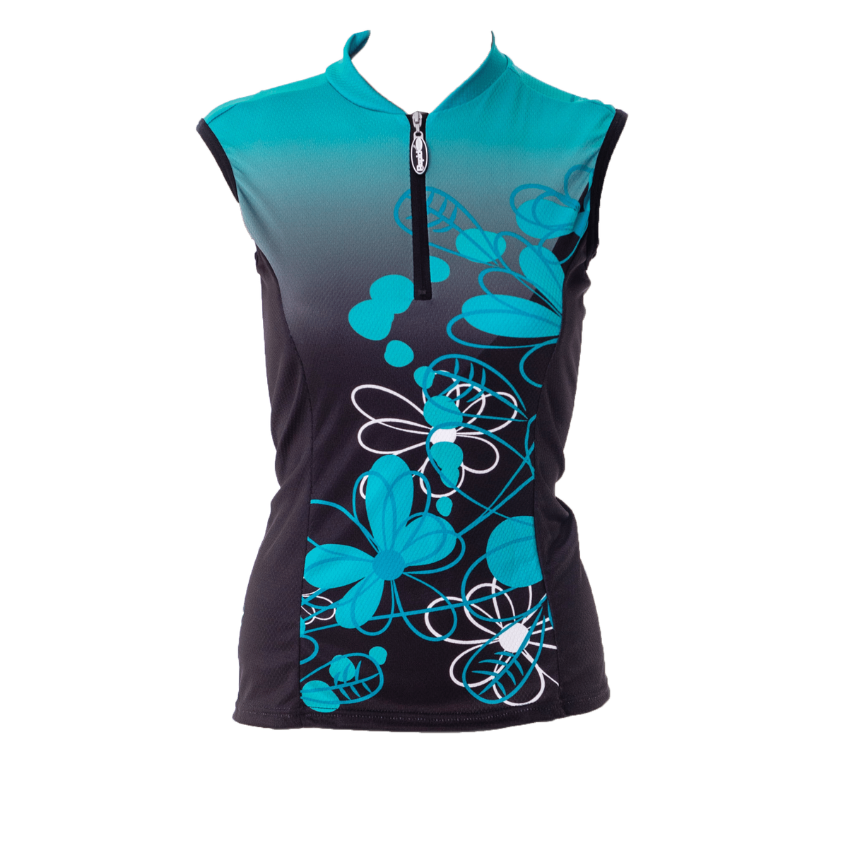 Ladies Floral Cycling Shirt Green Sleeveless (background removed)