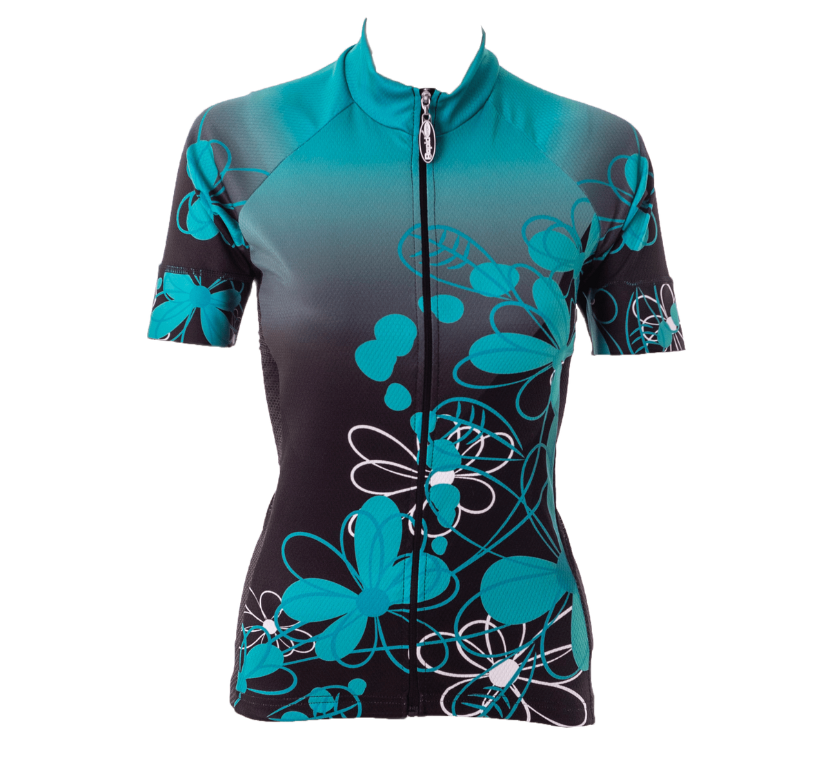 Ladies Floral Cycling Shirt Green (background removed)