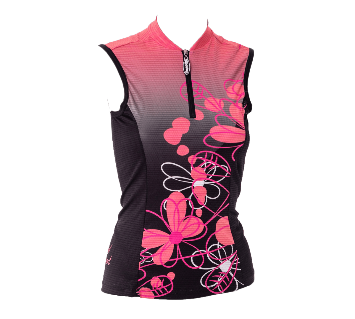 Ladies Floral Cycling Shirt Pink Sleeveless (background removed)