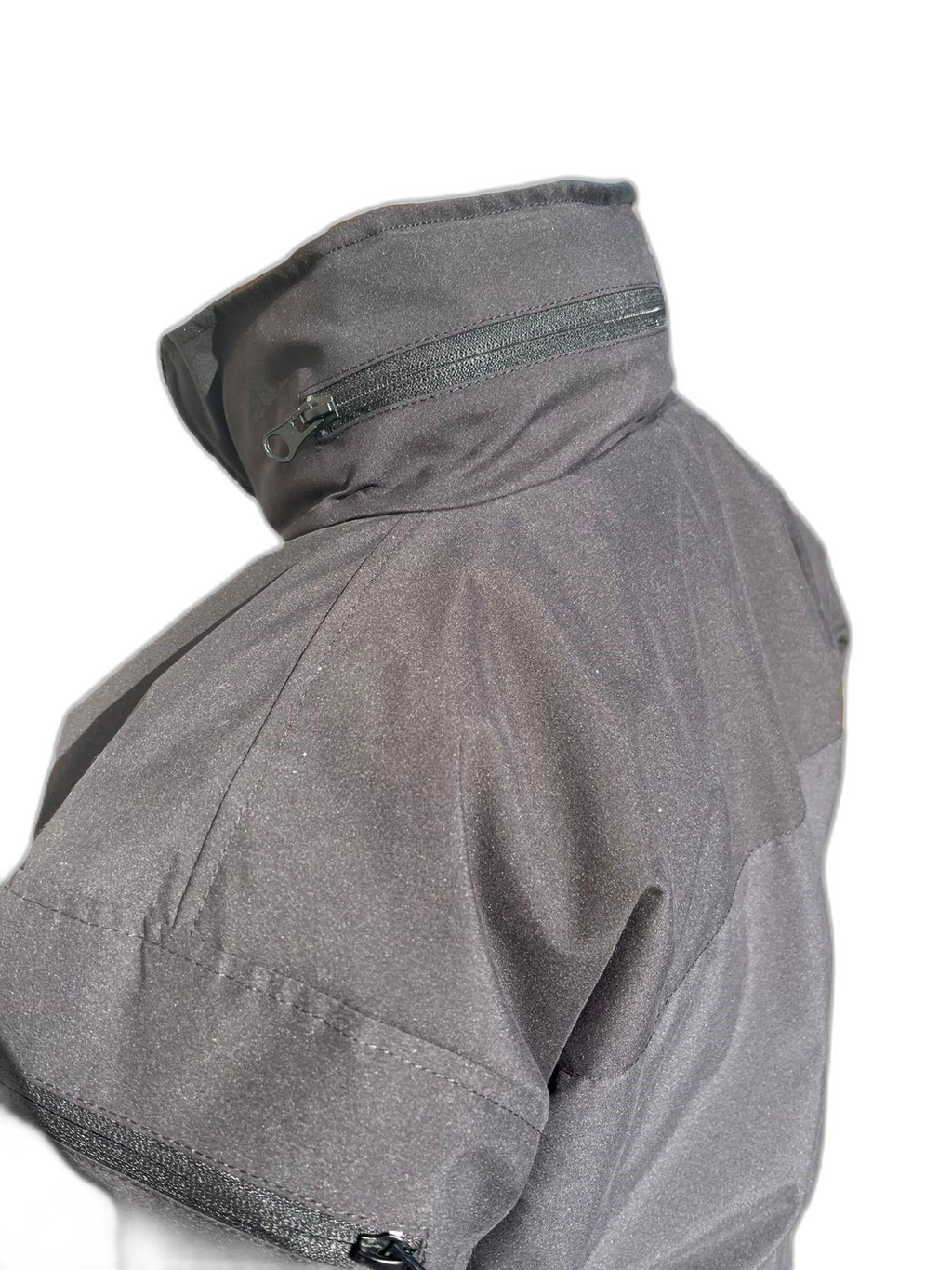 Ladies Ski Jacket Black Zipped Hood (background removed)