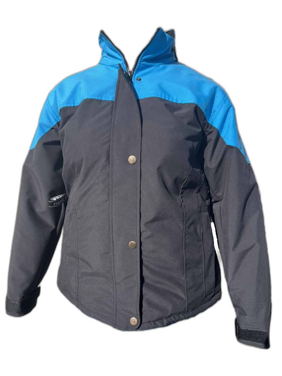 Ladies Ski Jacket Blue Black Front (background removed)