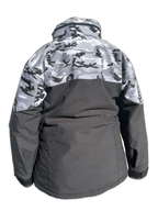 Ladies Ski Jacket Grey Camo Black Back (background removed)