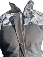 Ladies Ski Jacket Grey Camo Black Front Collar (background removed)