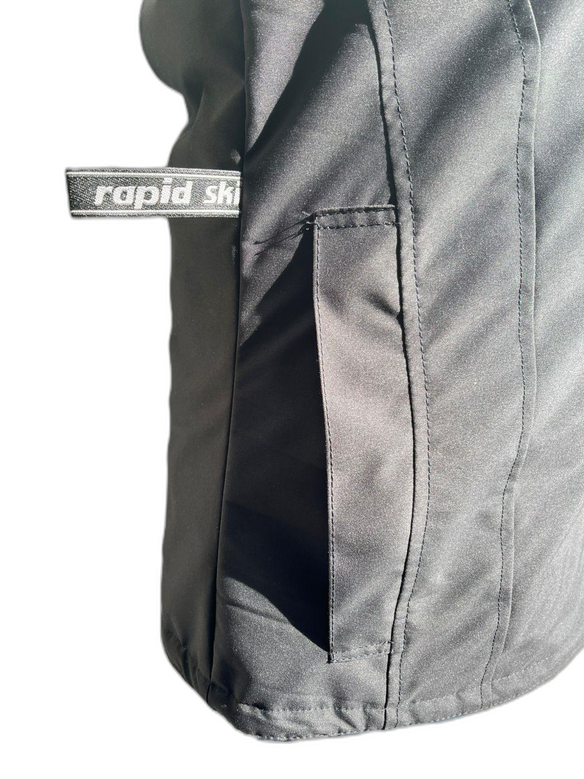 Ladies Ski Jacket Grey Camo Black Pocket (background removed)