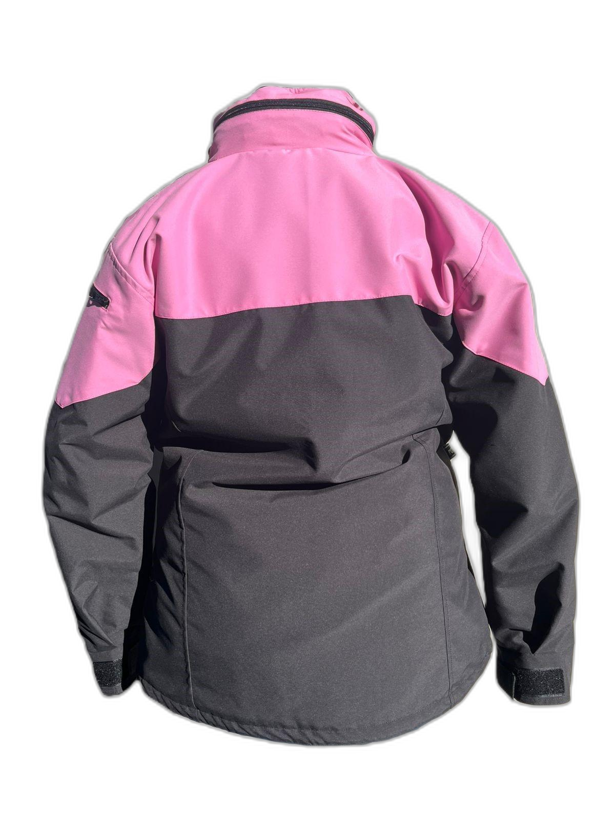 Ladies Ski Jacket Pink Black Back (background removed)