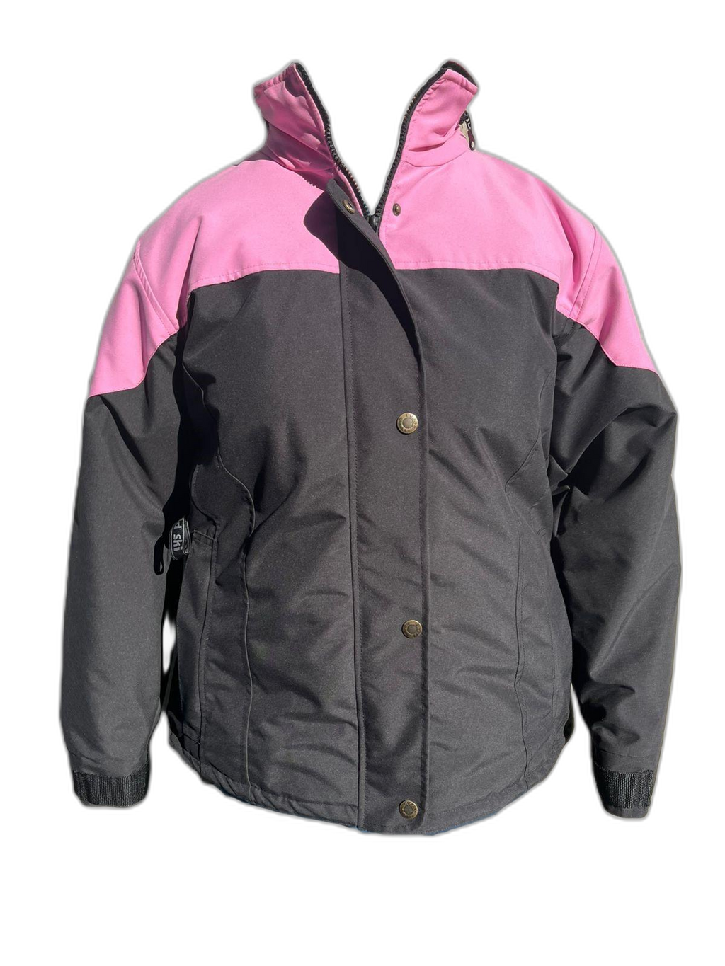 Ladies Ski Jacket Pink Black Front (background removed)