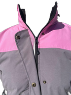 Ladies Ski Jacket Pink Grey Front Collar (background removed)