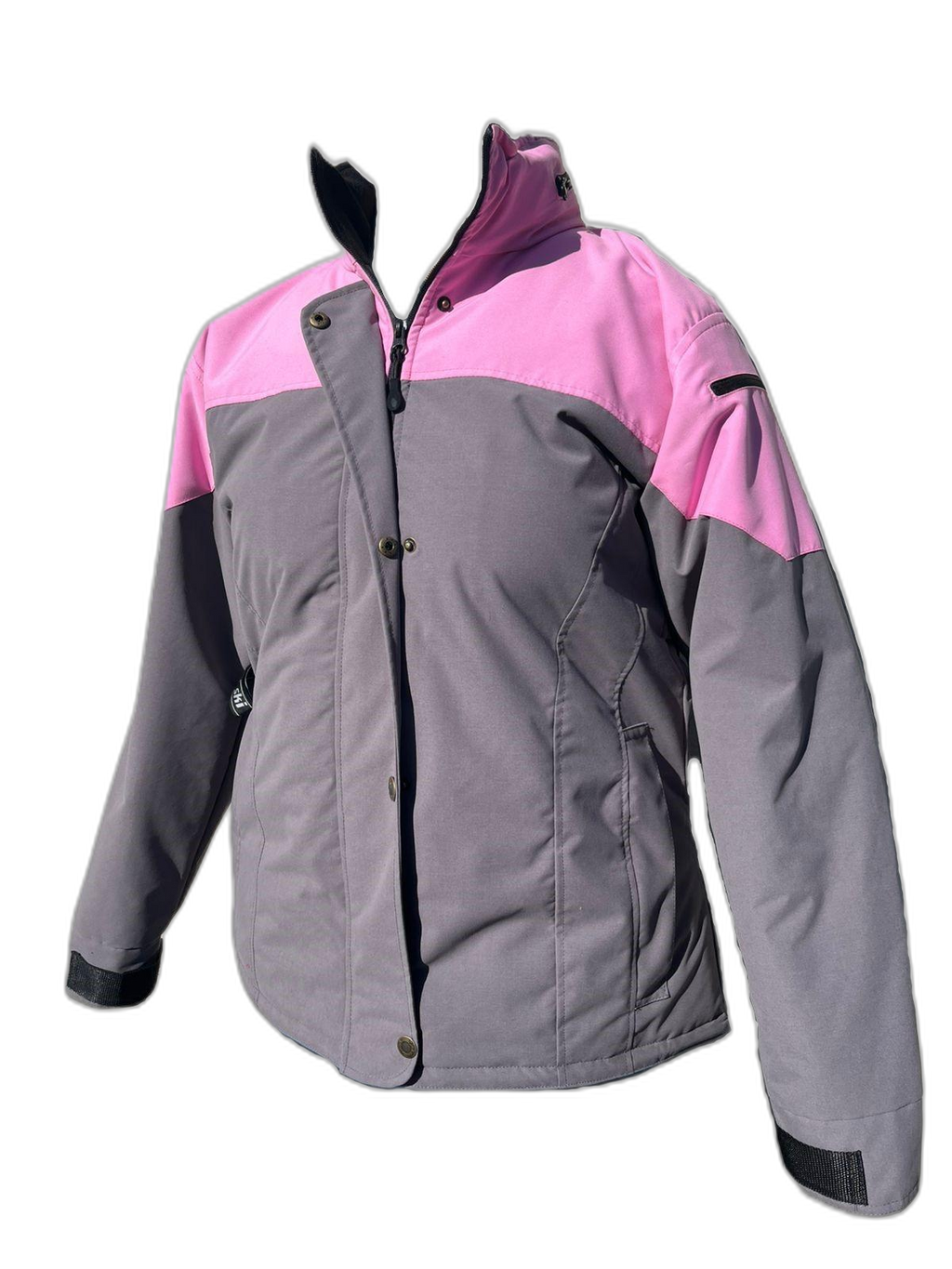 Ladies Ski Jacket Pink Grey Front (background removed)
