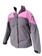 Ladies Ski Jacket Pink Grey Front (background removed)
