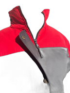 Ladies Ski Jacket Red Black Front Collar (background removed)